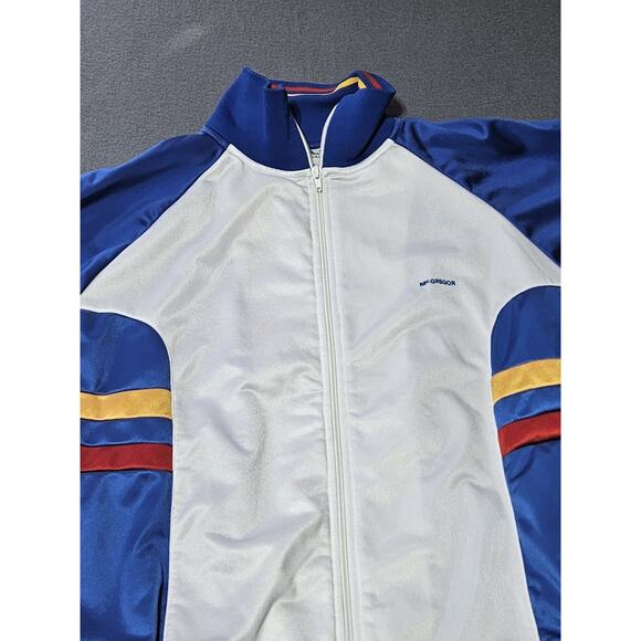 Vintage McGregor Jacket Mens Large White Blue Competitors Track Jacket - Picture 3 of 10
